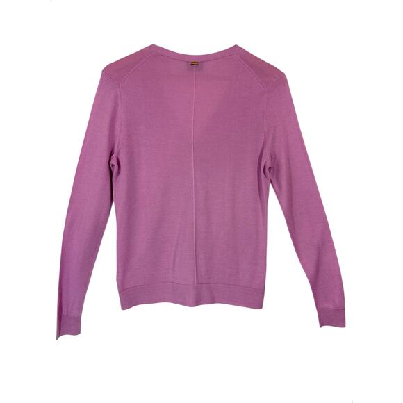 St John Womens Wool Silk Cardigan Sweater Long Sleeve Sz S Gold Buttons Lavender - Picture 2 of 12